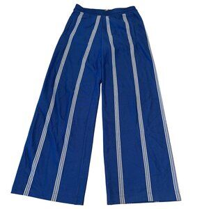 Tory Burch Sport Blue White Striped Wide Leg Track Pants Women's Small S